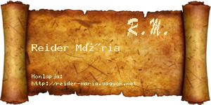Reider Mária névjegykártya