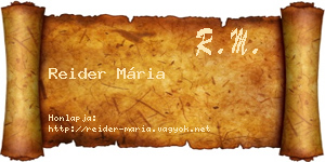Reider Mária névjegykártya
